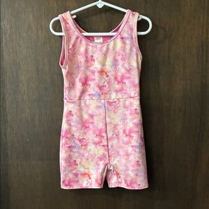 Cat & Jack Pink and White Kids gymnastics leotard biketard